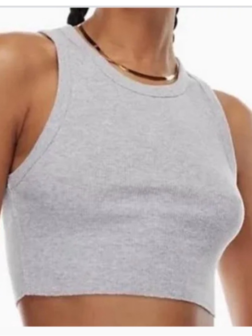 Aritzia Tna- Ribbed Cropped Tank Top - Light Heather Gray. Size: Medium
